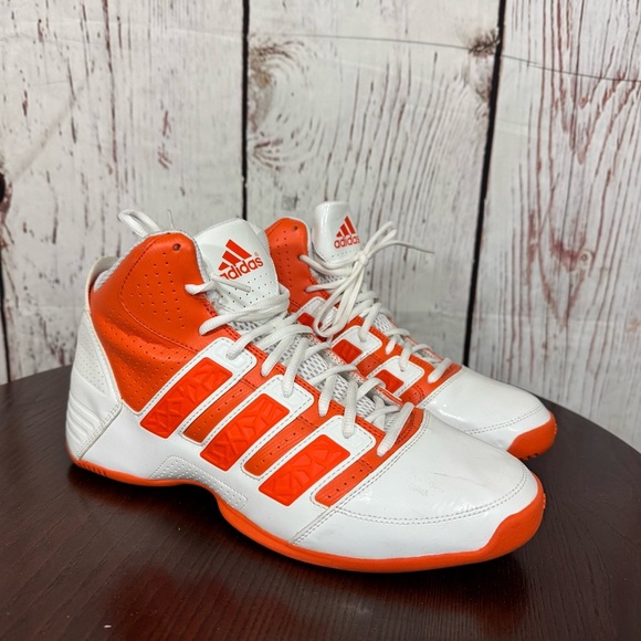 Adidas Orange and White Men’s Basketball Hi-top Sneakers with Breathable Mesh 10 - Picture 6 of 16